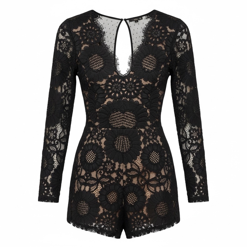 ALEXIS Ramzes Black Long-Sleeve Lace Romper NWT